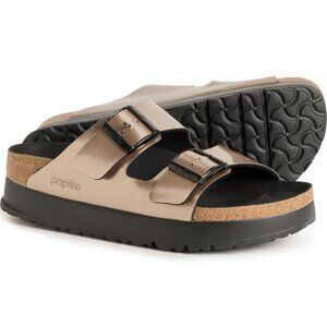 NEW Birkenstock Arizona Platform FLex Metallic Taupe Papillio Sandles 39 Women 8